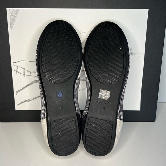 Rothys  Flat Captoe Black Cream Buffalo Plaid Knit Ballet Round Toe Women’s 8.5 - Picture 13 of 16